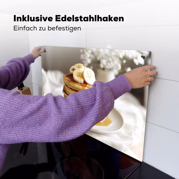 Pannenkoeken - Banaan - Siroop - Wit - Beige Inductie beschemer met haakjes klein -ky-ophangen-de