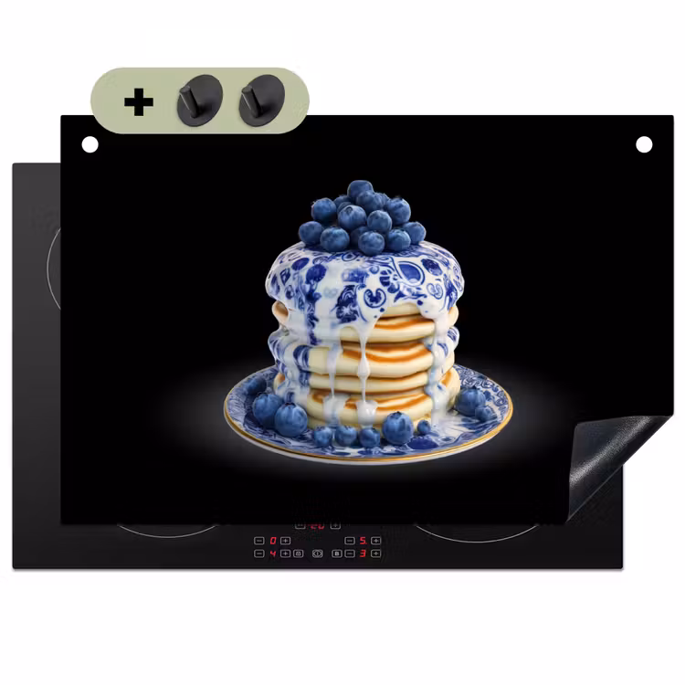Pannenkoeken - Blauwe Bessen - Bord Inductie beschemer met haakjes klein -3d