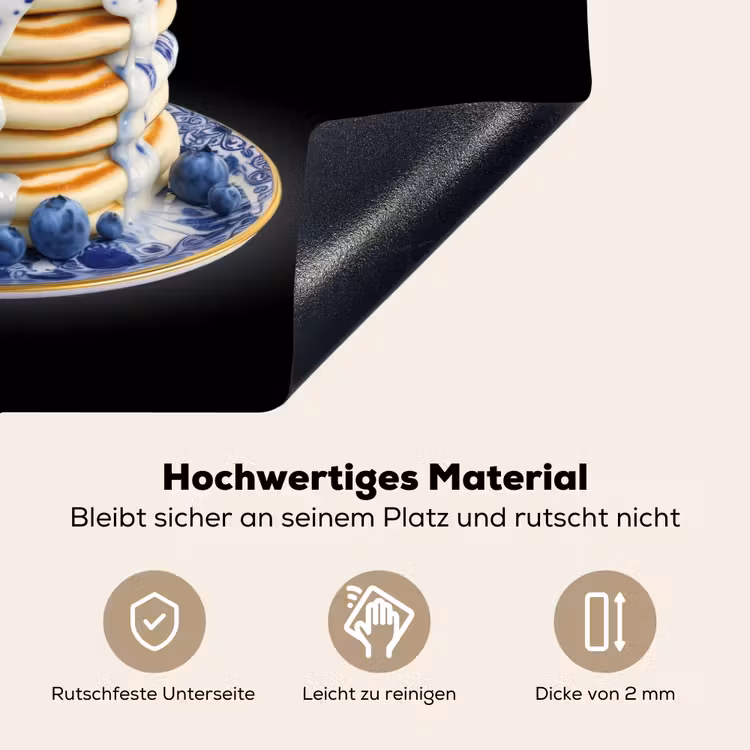 Pannenkoeken - Blauwe Bessen - Bord Inductie beschemer met haakjes klein -ky-onderkant-de