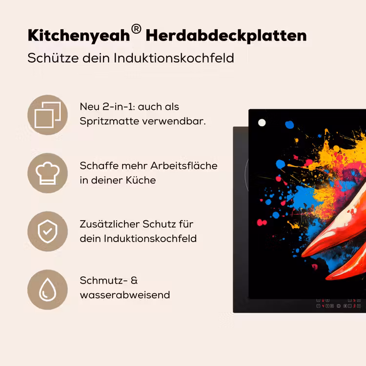 Peper - Graffiti - Verf - Abstract - Modern - Kleurrijk Inductie beschemer met haakjes klein -ky-usp-de