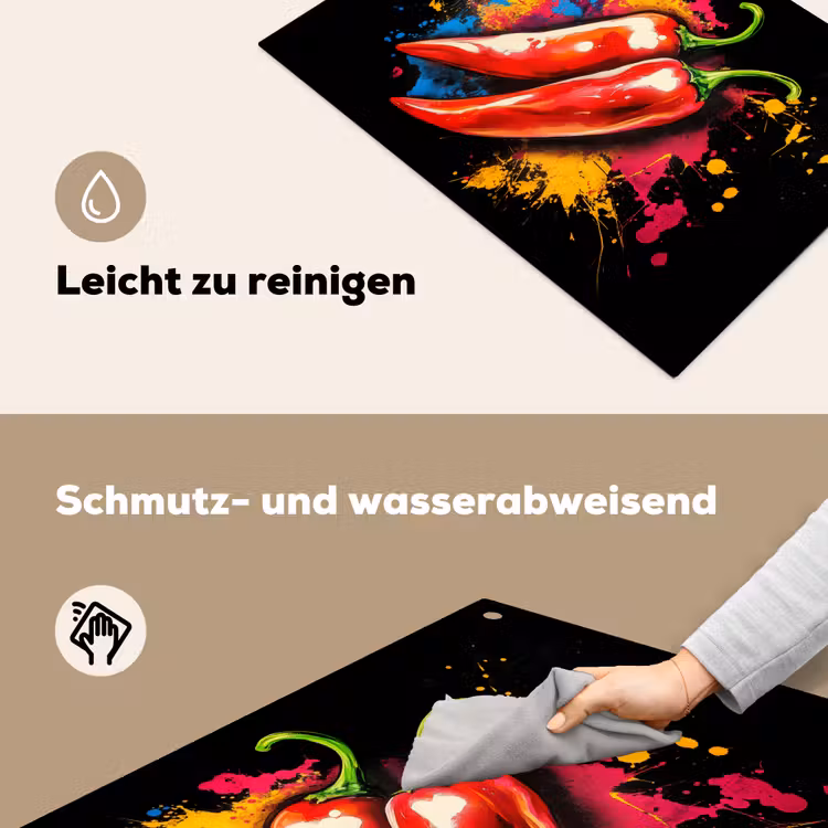 Peper - Graffiti - Verf - Abstract - Modern - Kleurrijk Inductie beschemer met haakjes klein -ky-schoon-de