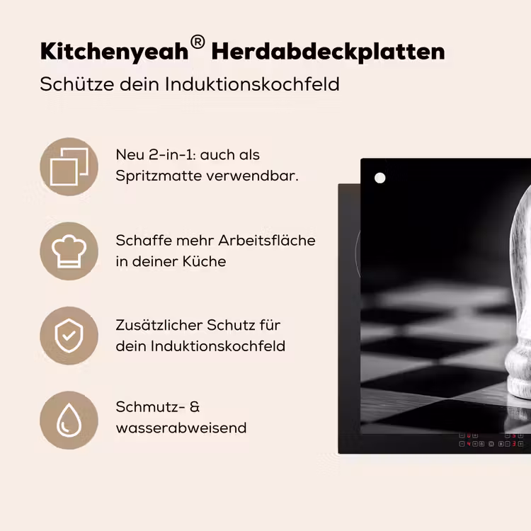 Paard - Hout - Schaalbord - Zwart Inductie beschemer met haakjes klein -ky-usp-de