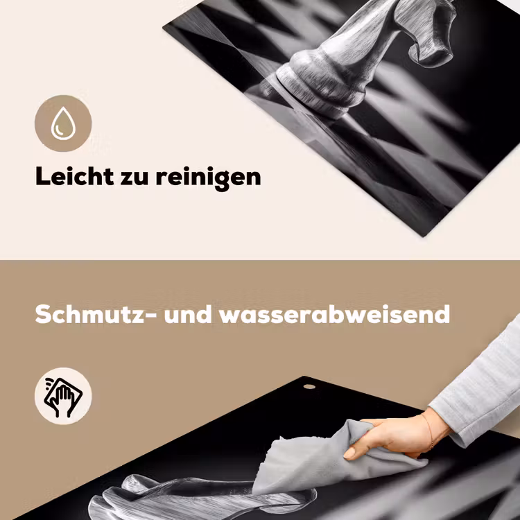 Paard - Hout - Schaalbord - Zwart Inductie beschemer met haakjes klein -ky-schoon-de