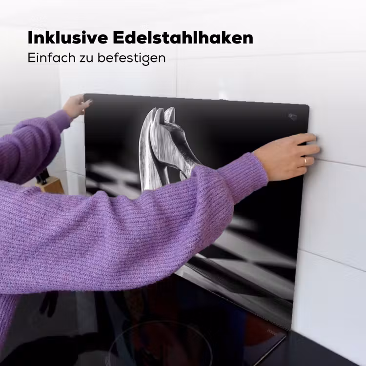 Paard - Hout - Schaalbord - Zwart Inductie beschemer met haakjes klein -ky-ophangen-de