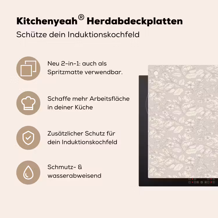 Pioenrozen - Bloesem - Bessen Inductie beschemer met haakjes klein 777 -ky-usp-de