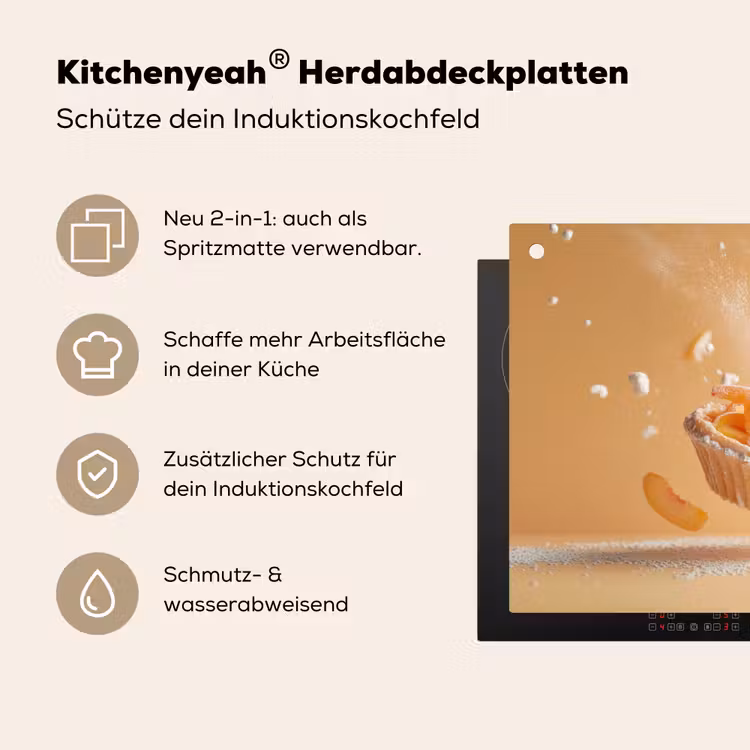 Peach - Eten - Taart - Oranje Inductie beschemer met haakjes klein -ky-usp-de