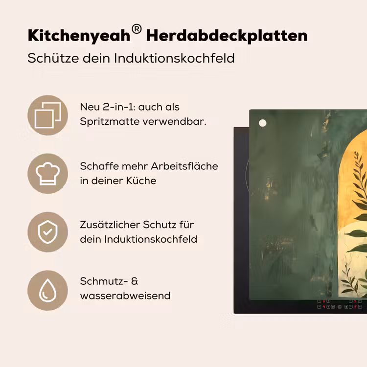 Plant - Bloemen - Wit Inductie beschemer met haakjes klein -ky-usp-de