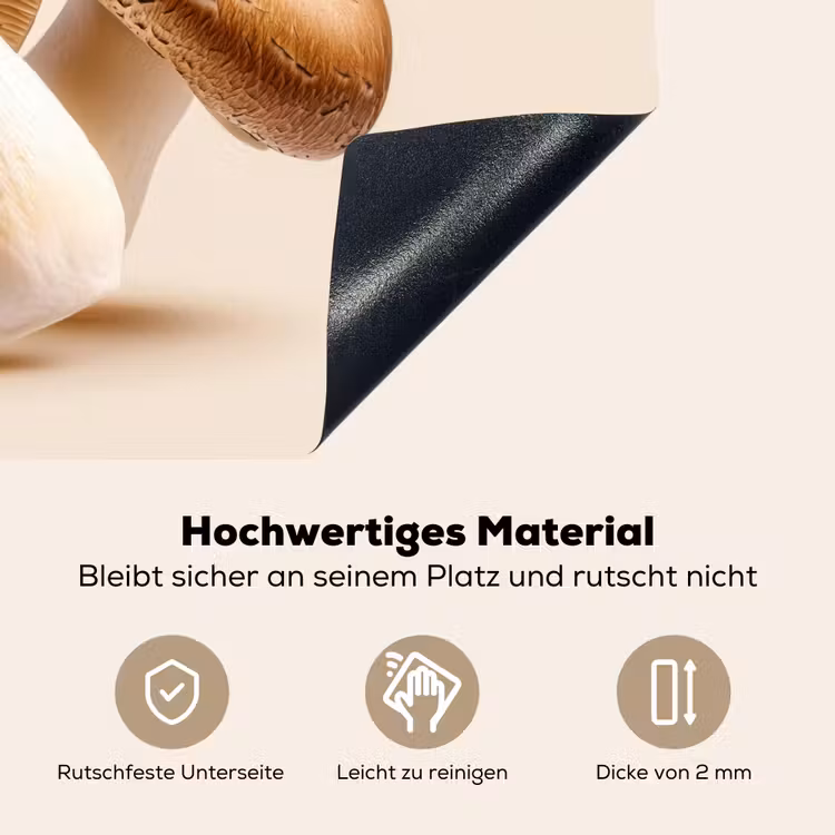 Champignons - Zacht - Beige Inductie beschemer met haakjes klein -ky-onderkant-de