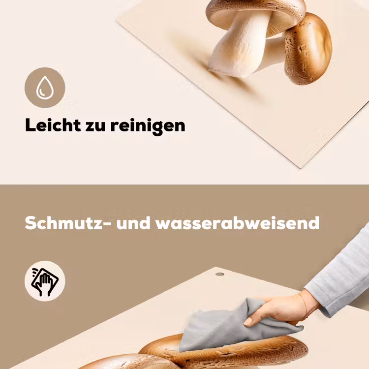 Champignons - Zacht - Beige Inductie beschemer met haakjes klein -ky-schoon-de