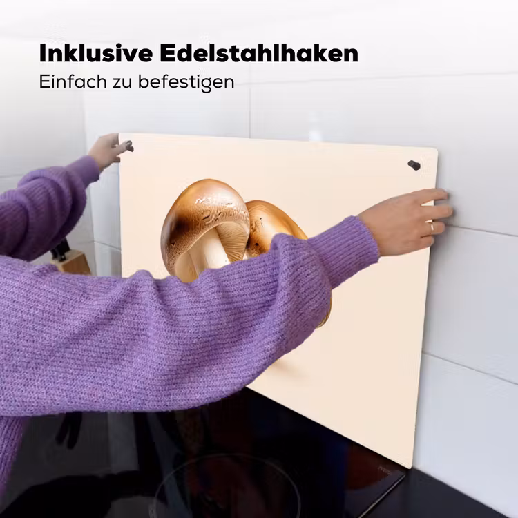 Champignons - Zacht - Beige Inductie beschemer met haakjes klein -ky-ophangen-de