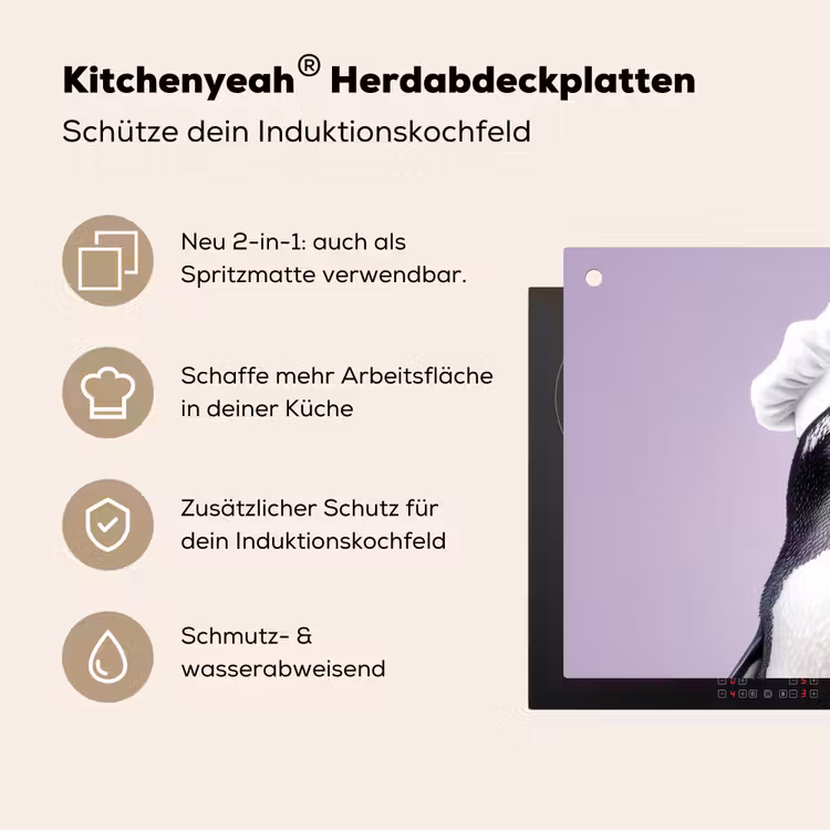 Pinguïn - Koksmuts - Lief - Paars Inductie beschemer met haakjes klein -ky-usp-de