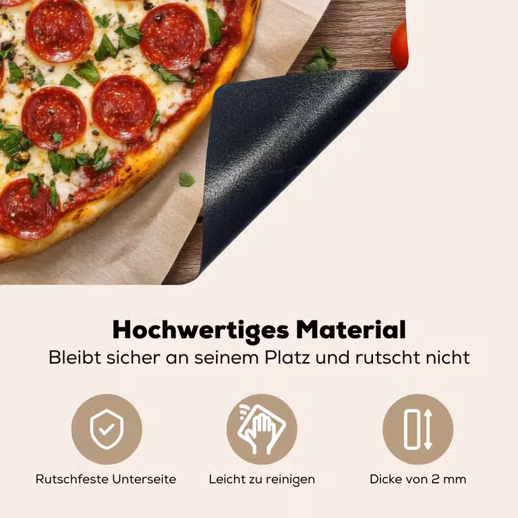 Pizza - Hart - Pepperoni - Tomaat Inductie beschemer met haakjes klein -ky-onderkant-de
