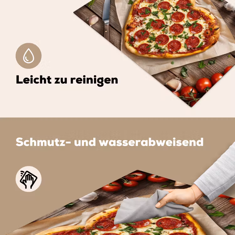 Pizza - Hart - Pepperoni - Tomaat Inductie beschemer met haakjes klein -ky-schoon-de