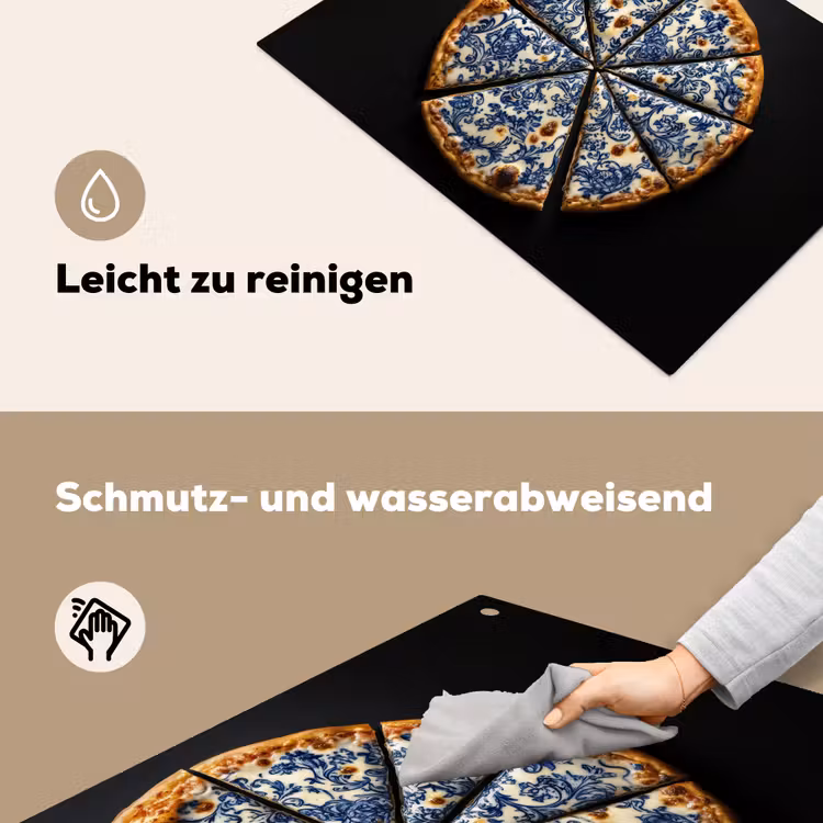 Pizza - Eten - Delftsblauw Inductie beschemer met haakjes klein -ky-schoon-de