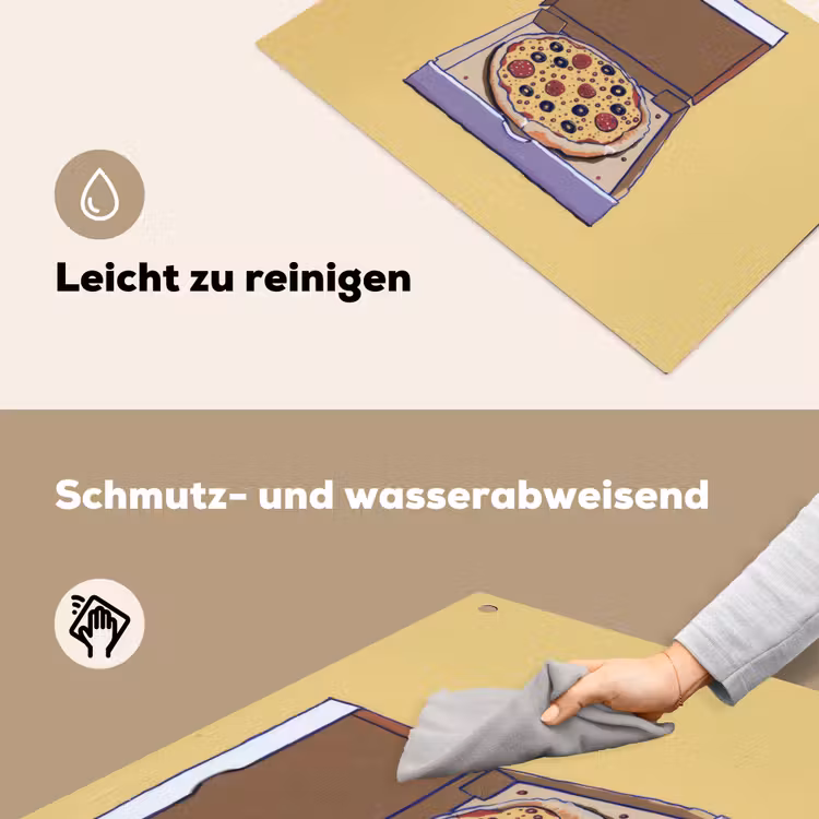 Pizza - Doos - Salami - Illustratie Inductie beschemer met haakjes klein -ky-schoon-de