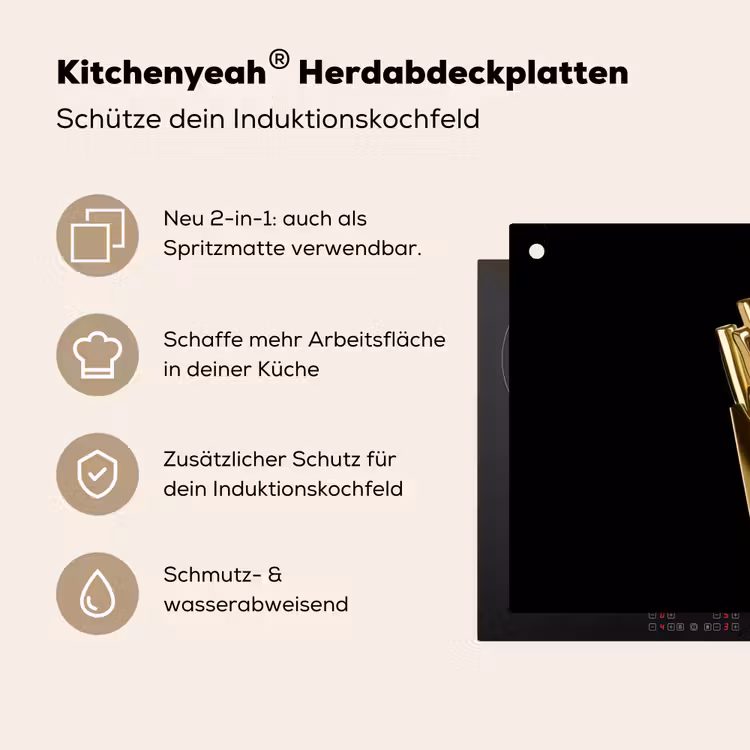 Friet - Goud - Chrome - Eten Inductie beschemer met haakjes klein -ky-usp-de