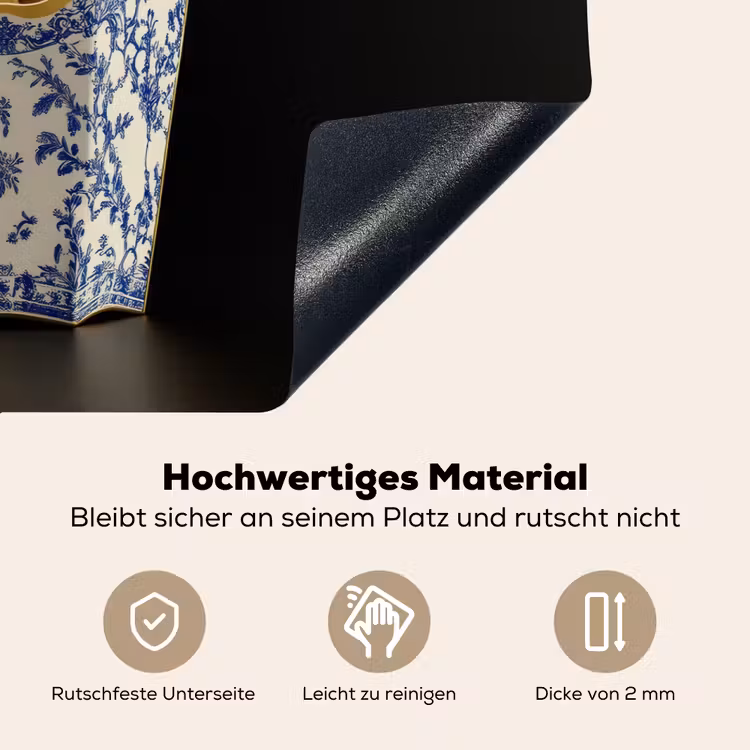 Friet - Porselein - Delfts blauw - Eten Inductie beschemer met haakjes klein -ky-onderkant-de