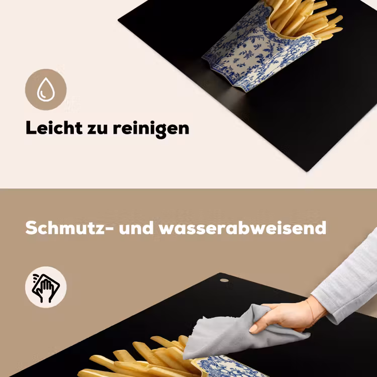 Friet - Porselein - Delfts blauw - Eten Inductie beschemer met haakjes klein -ky-schoon-de