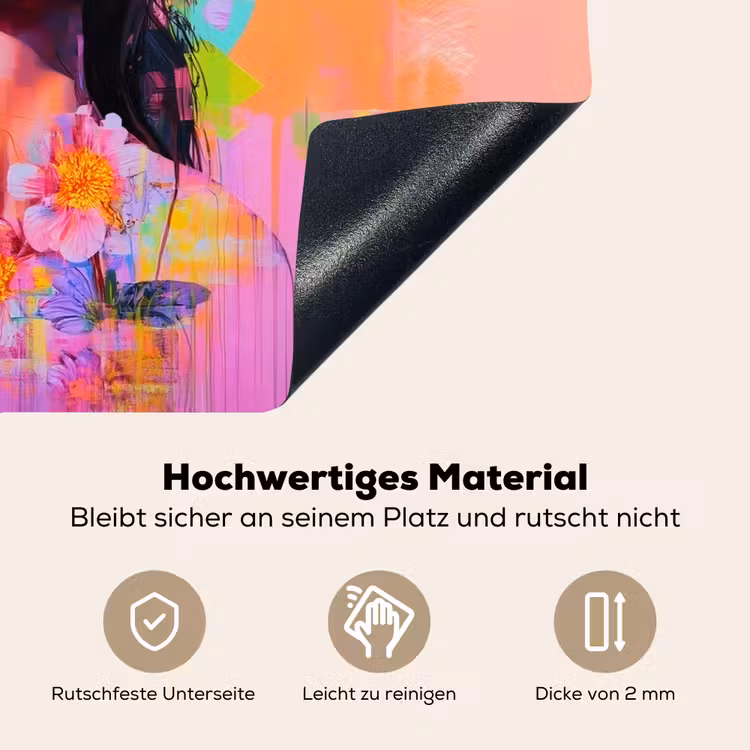 Portret - Bloemenkroon - Vrouw Inductie beschemer met haakjes klein -ky-onderkant-de