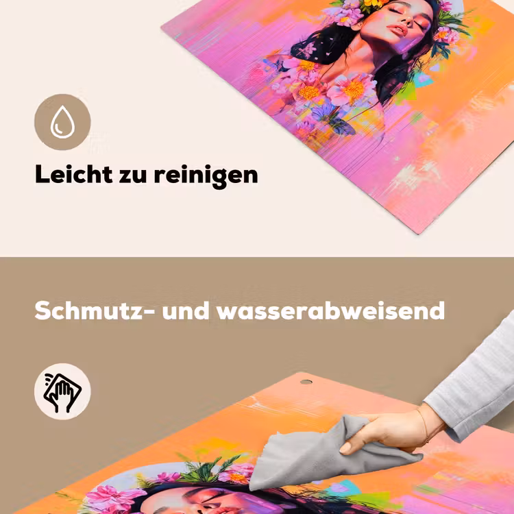 Portret - Bloemenkroon - Vrouw Inductie beschemer met haakjes klein -ky-schoon-de