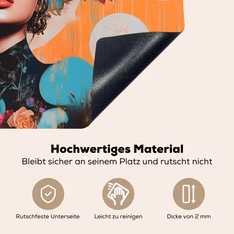 Portret - Vrouw - Abstract - Bloemen Inductie beschemer met haakjes klein -ky-onderkant-de