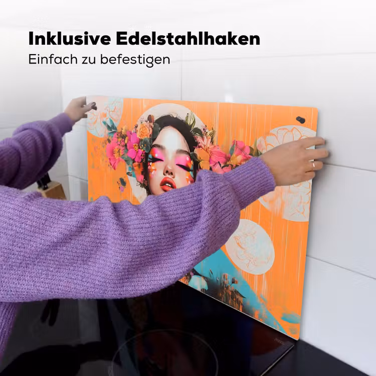 Portret - Vrouw - Abstract - Bloemen Inductie beschemer met haakjes klein -ky-ophangen-de
