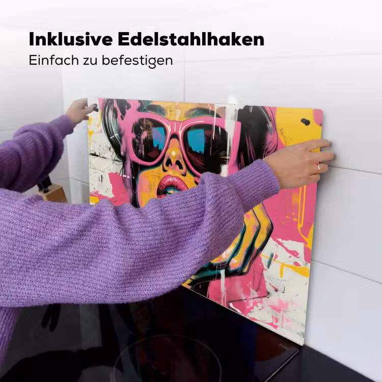 Portret - Vrouw - Abstract - Zonnebril Inductie beschemer met haakjes klein -ky-ophangen-de