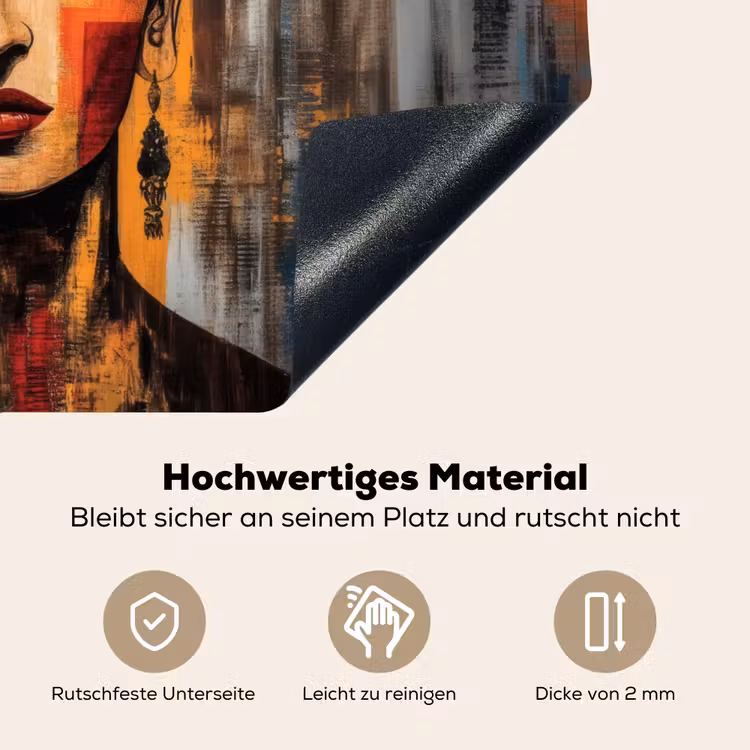 Portret - Vrouw - Bloemen Inductie beschemer met haakjes klein -ky-onderkant-de