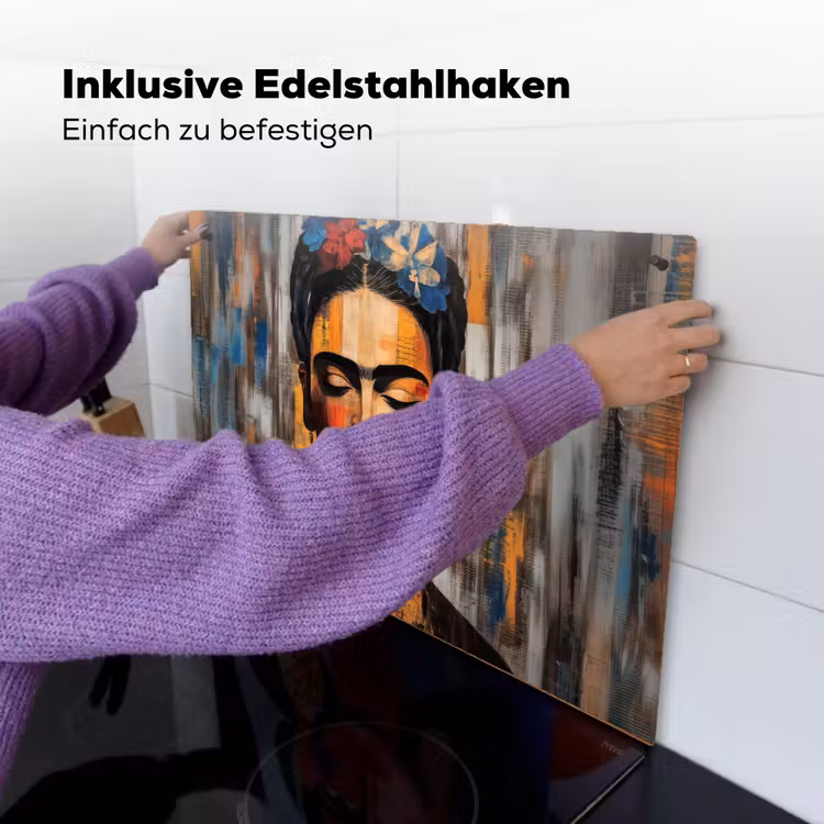 Portret - Vrouw - Bloemen Inductie beschemer met haakjes klein -ky-ophangen-de