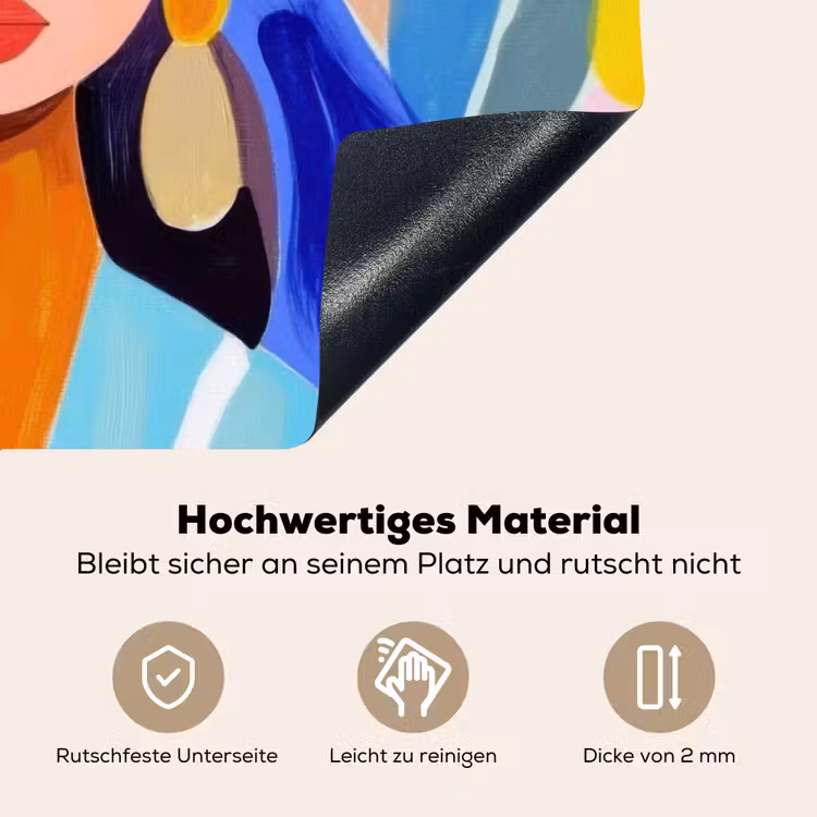 Portret - Vrouw - Modern Inductie beschemer met haakjes klein -ky-onderkant-de