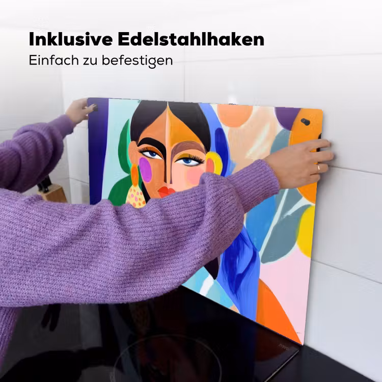 Portret - Vrouw - Modern Inductie beschemer met haakjes klein -ky-ophangen-de