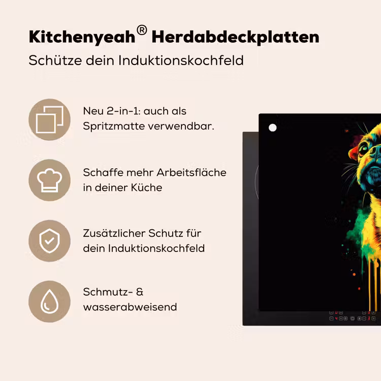 Puck - Hond - Verf - Kleuren Inductie beschemer met haakjes klein -ky-usp-de