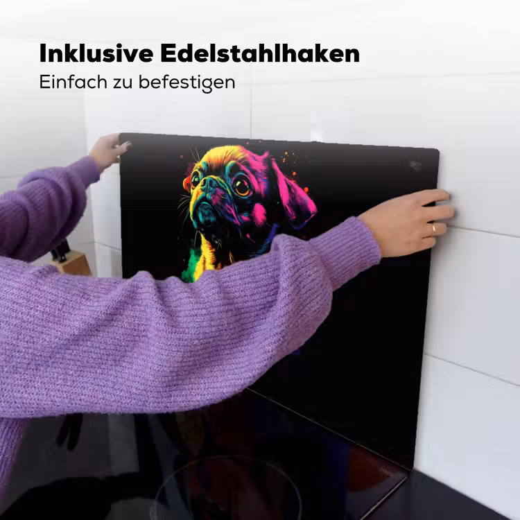 Puck - Hond - Verf - Kleuren Inductie beschemer met haakjes klein -ky-ophangen-de