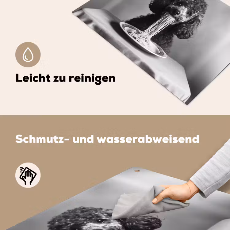 Poedel - Hond - Zwart - Wit - Schattig - Pasta Inductie beschemer met haakjes klein -ky-schoon-de