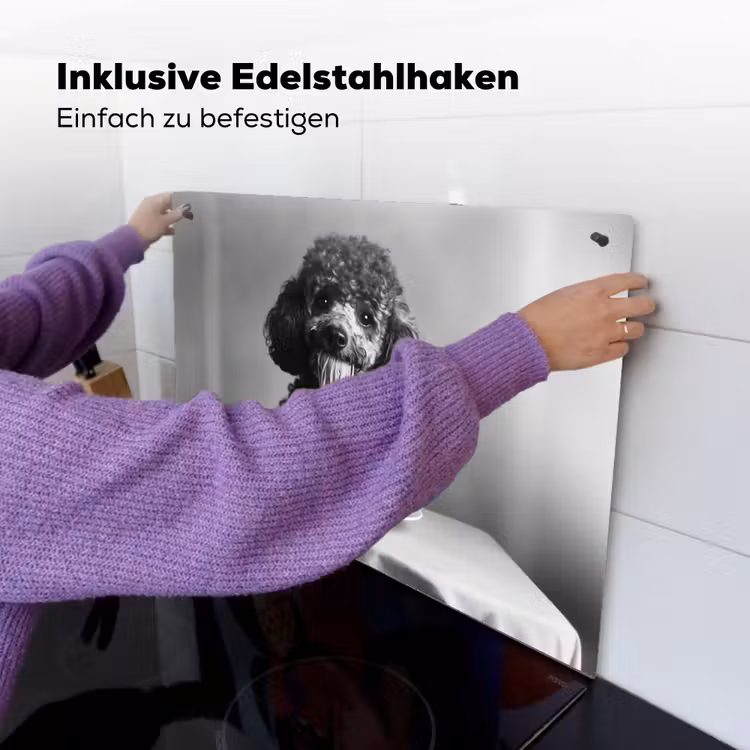 Poedel - Hond - Zwart - Wit - Schattig - Pasta Inductie beschemer met haakjes klein -ky-ophangen-de