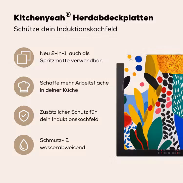 Stippen - Vormen - Modern - Kleuren Inductie beschemer met haakjes klein -ky-usp-de