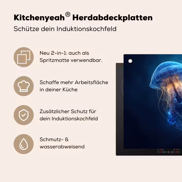 Kwal - Lichtgevend - Tentakels - Blauw Inductie beschemer met haakjes middel -ky-usp-de