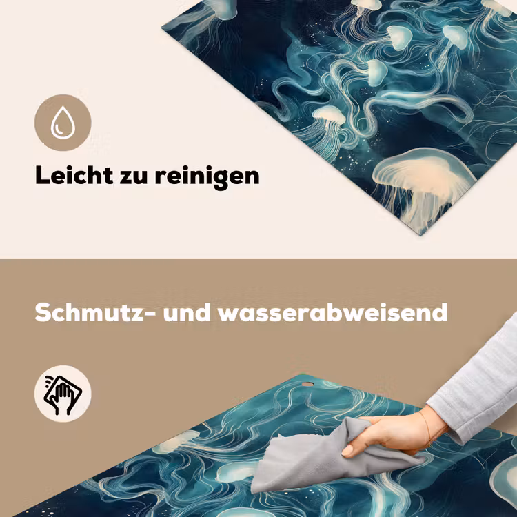 Kwallen - Zee - Wit - Golven Inductie beschemer met haakjes klein -ky-schoon-de