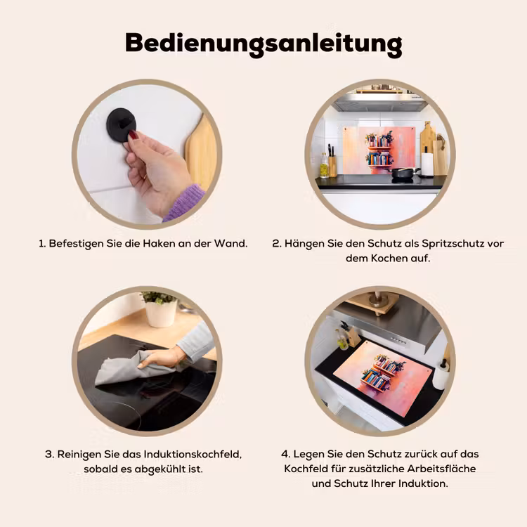 Planken - Boeken - Bladeren Inductie beschemer met haakjes klein -ky-gebruik-de