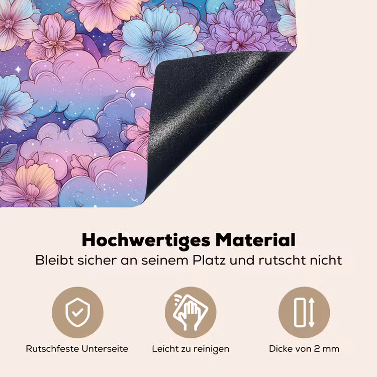 Regenbogen - Bloemen - Kleurrijk - Wolken Inductie beschemer met haakjes klein -ky-onderkant-de