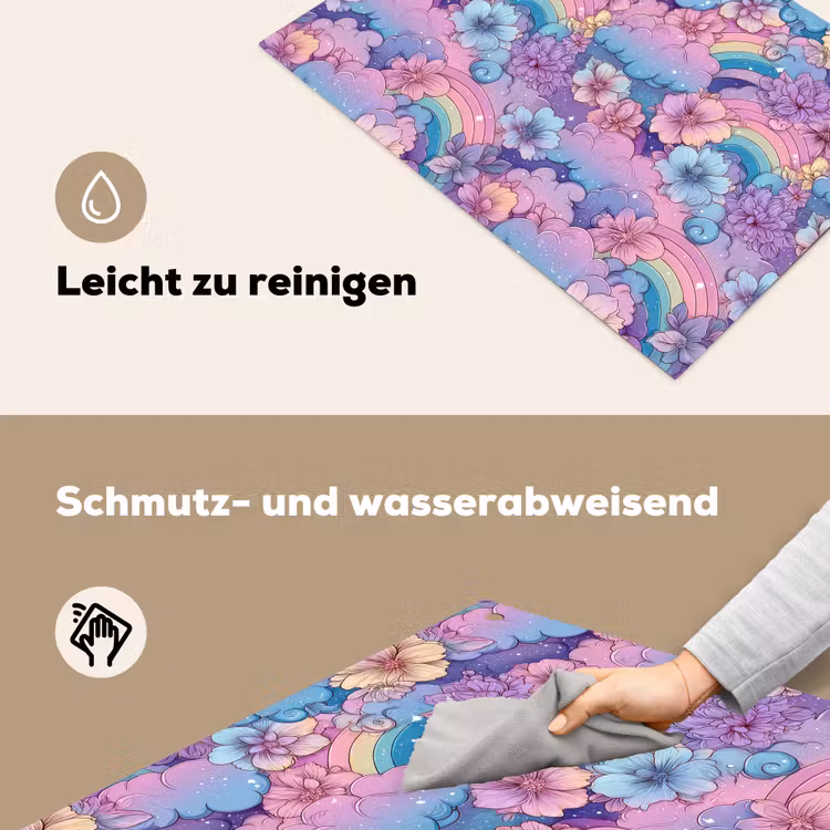 Regenbogen - Bloemen - Kleurrijk - Wolken Inductie beschemer met haakjes klein -ky-schoon-de