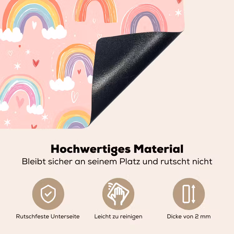 Regenboog - Patroon - Pastel Inductie beschemer met haakjes klein -ky-onderkant-de