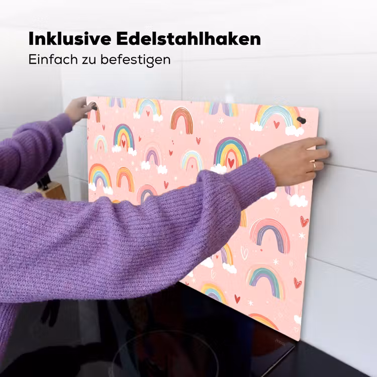 Regenboog - Patroon - Pastel Inductie beschemer met haakjes klein -ky-ophangen-de