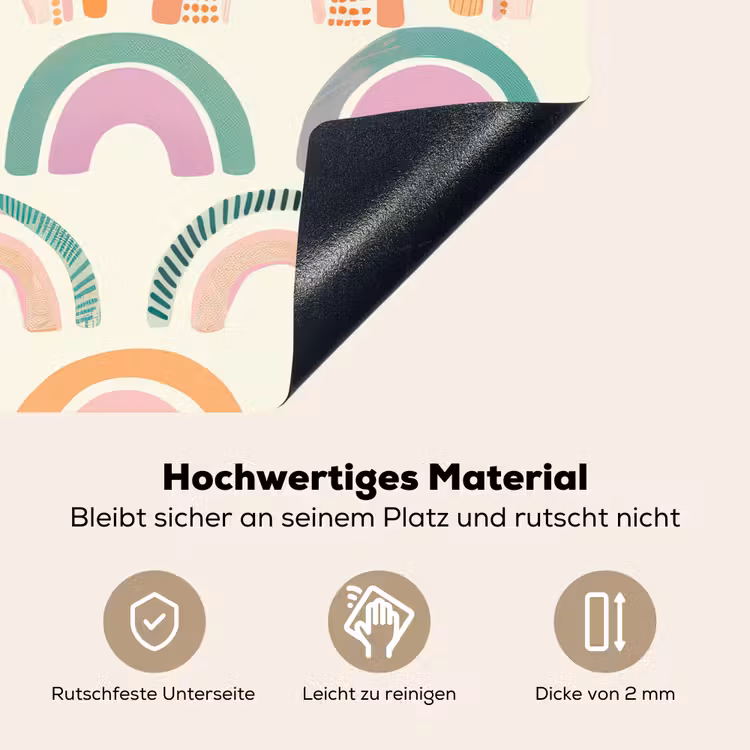 Regenboog - Pastel - Patroon Inductie beschemer met haakjes klein -ky-onderkant-de