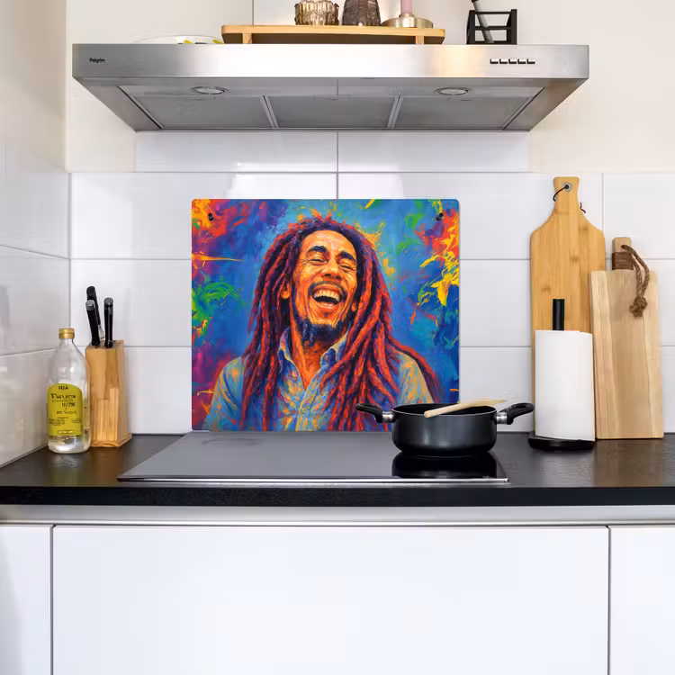 Regenboogkleuren - Man - schilderij Inductie beschemer met haakjes middel -sfeer2