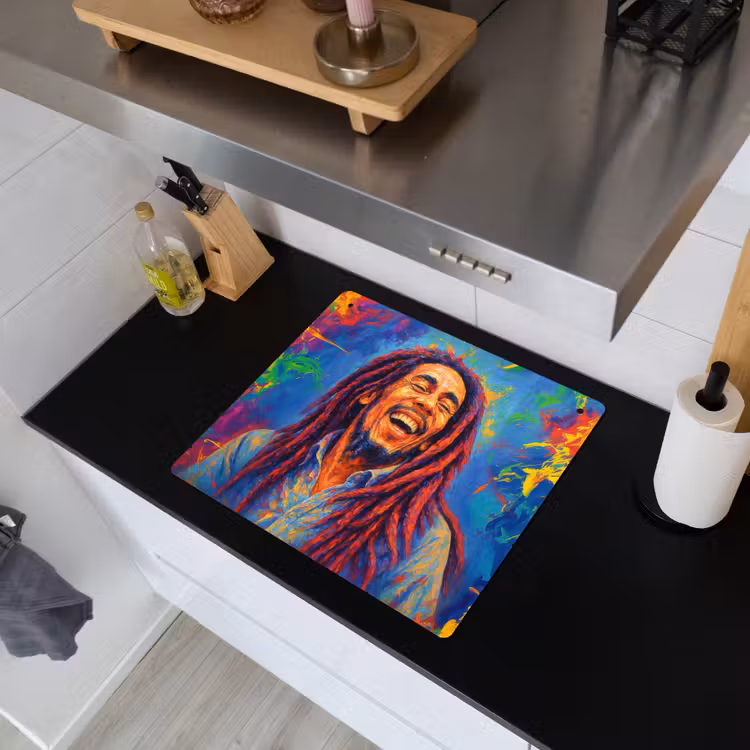 Regenboogkleuren - Man - schilderij Inductie beschemer met haakjes middel -sfeer1