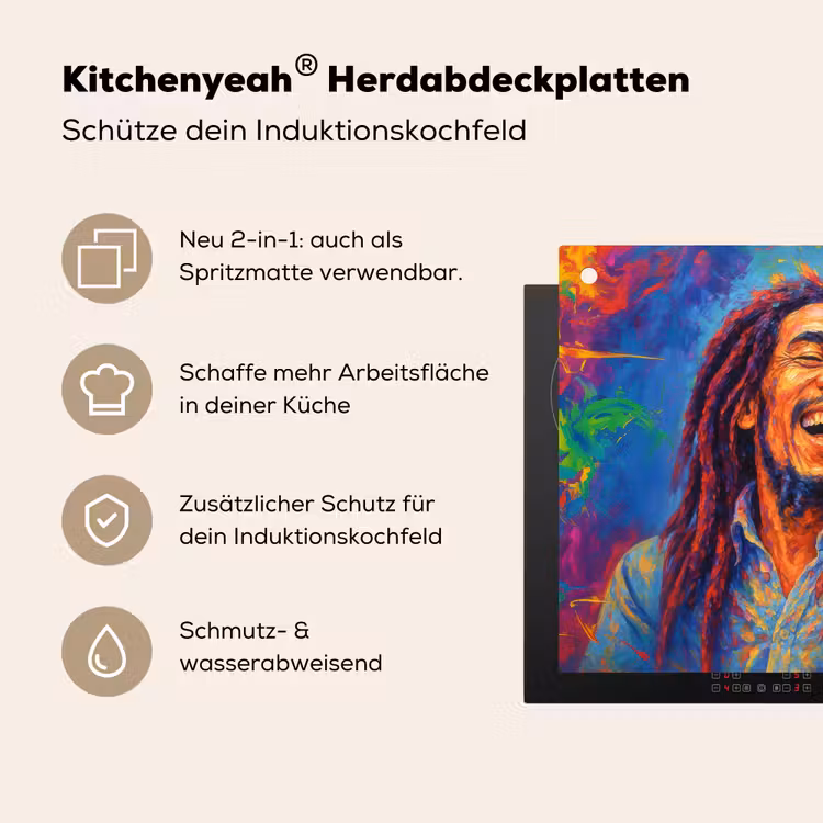 Regenboogkleuren - Man - schilderij Inductie beschemer met haakjes middel -ky-usp-de
