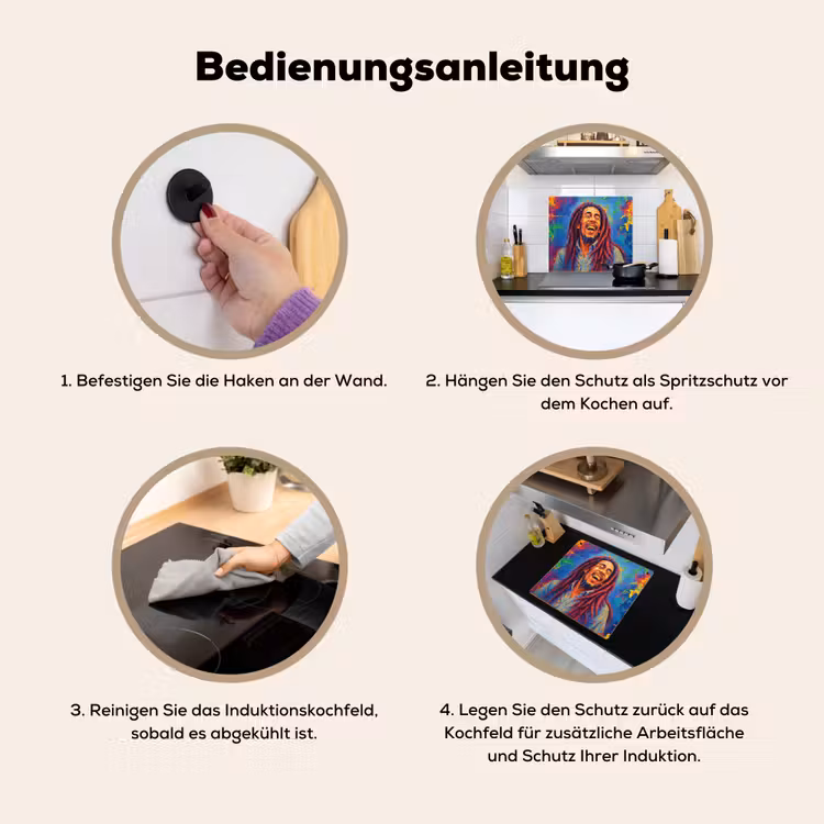 Regenboogkleuren - Man - schilderij Inductie beschemer met haakjes middel -ky-gebruik-de