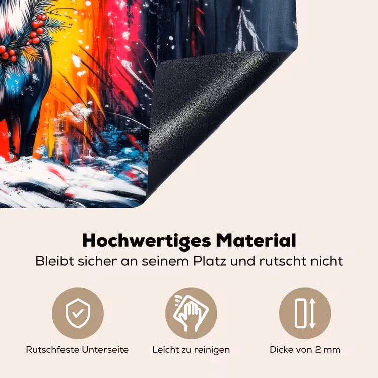 Rendier - Gewei - Krans - Kleurrijk Inductie beschemer met haakjes klein -ky-onderkant-de