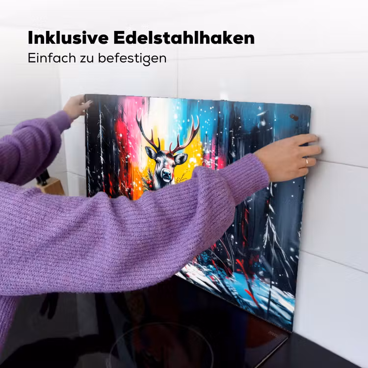 Rendier - Gewei - Krans - Kleurrijk Inductie beschemer met haakjes klein -ky-ophangen-de